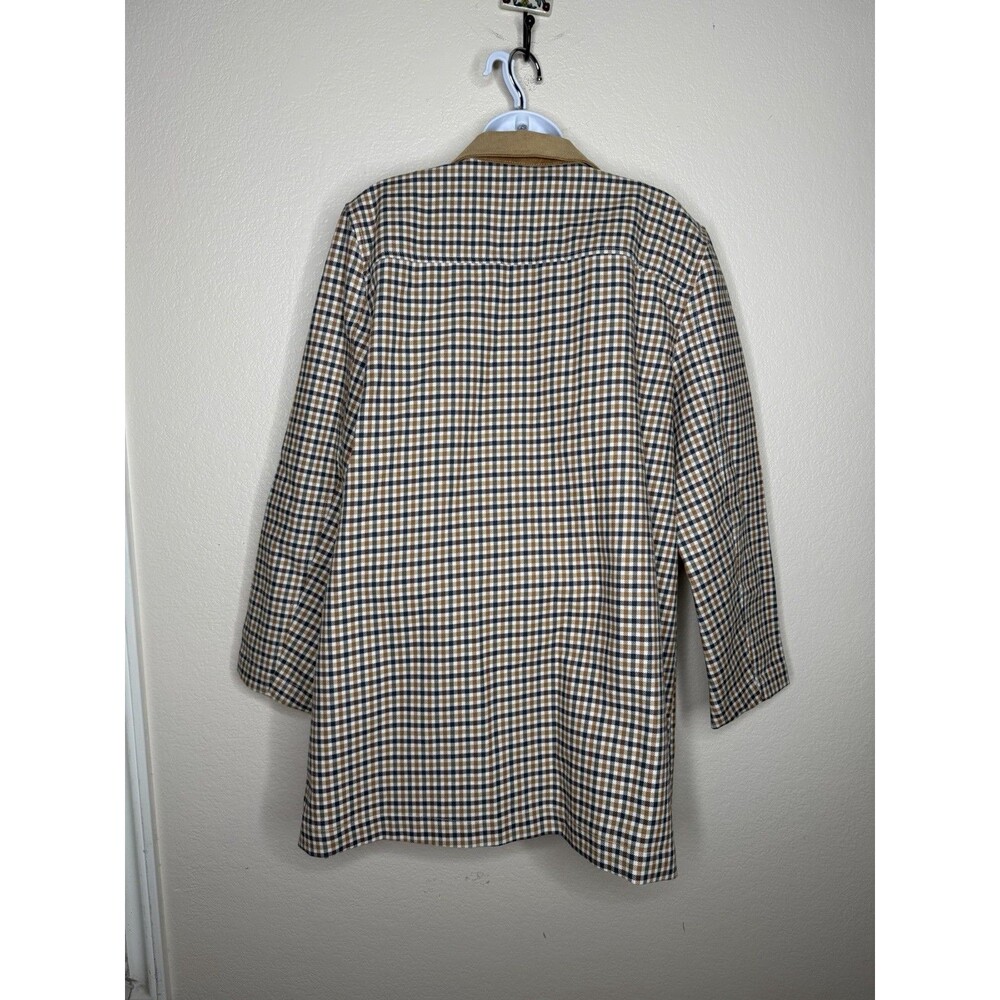 LOFT Tan Plaid Collar Jacket with Brown Trim - Picture 13 of 16